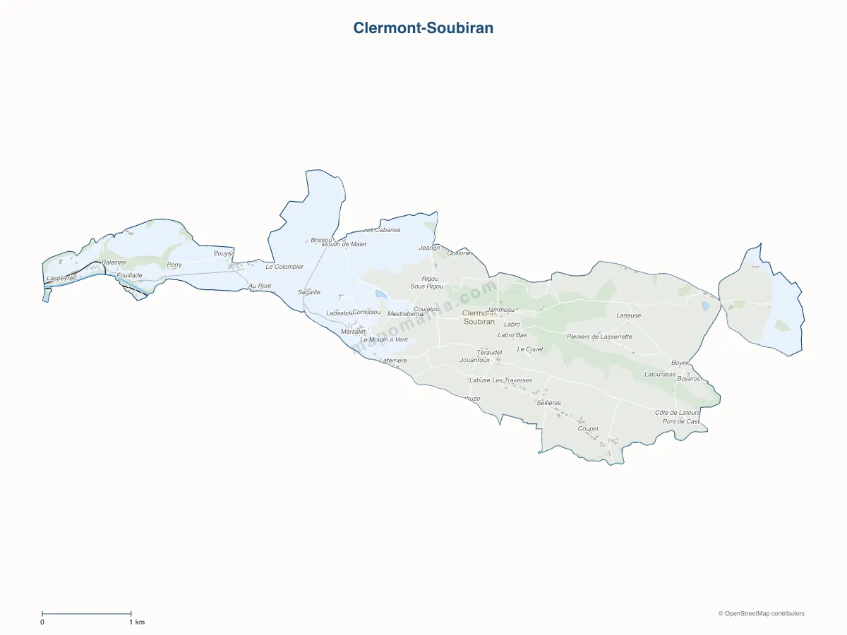 Carte de Clermont-Soubiran à personnaliser