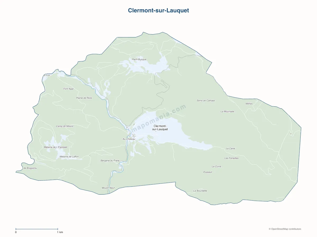 Carte de Clermont-sur-Lauquet à personnaliser