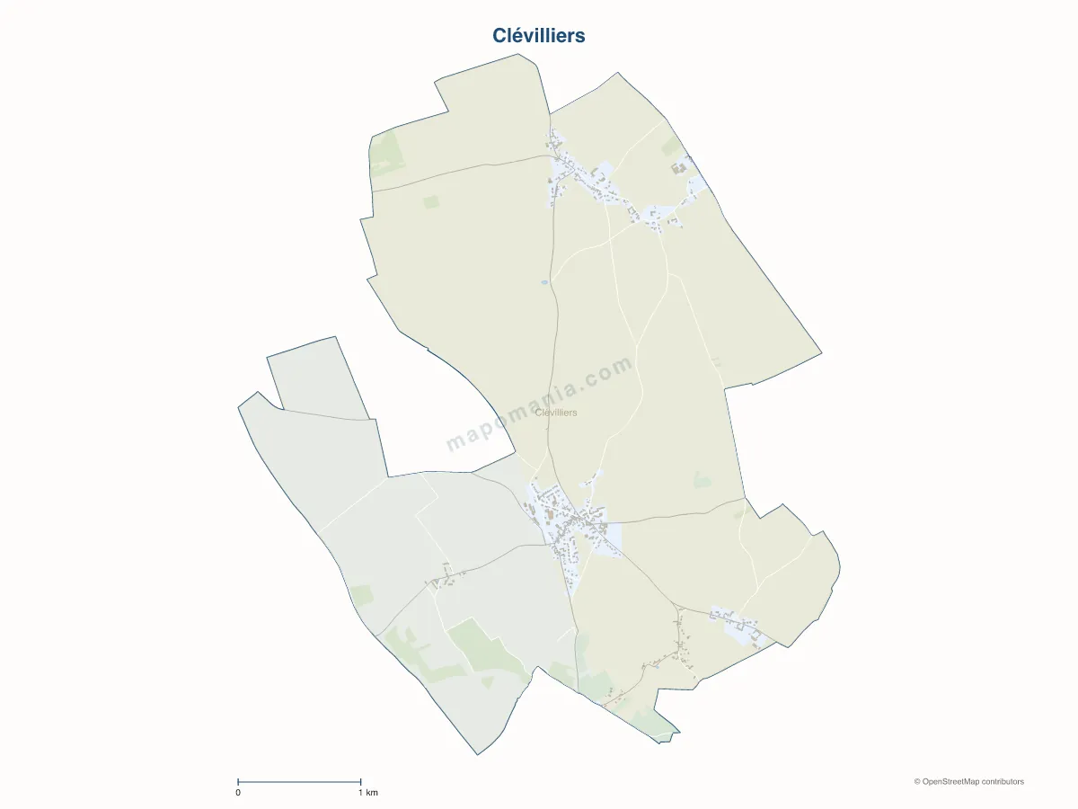 Carte de Clévilliers à personnaliser