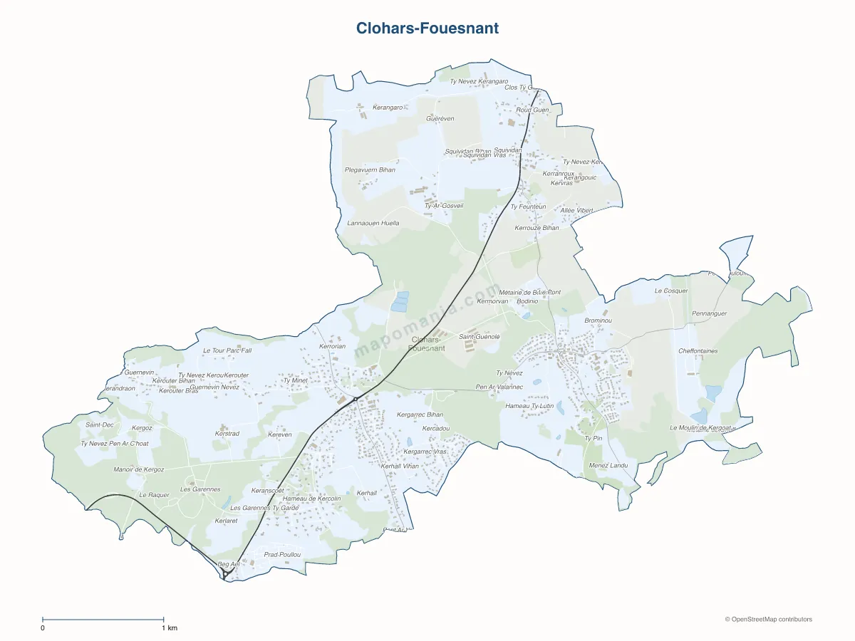 Carte de Clohars-Fouesnant à personnaliser