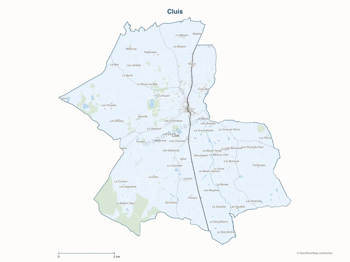Carte de Cluis à personnaliser