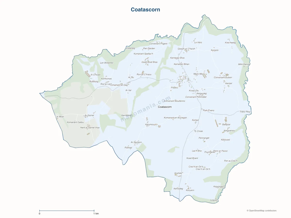 Carte de Coatascorn à personnaliser