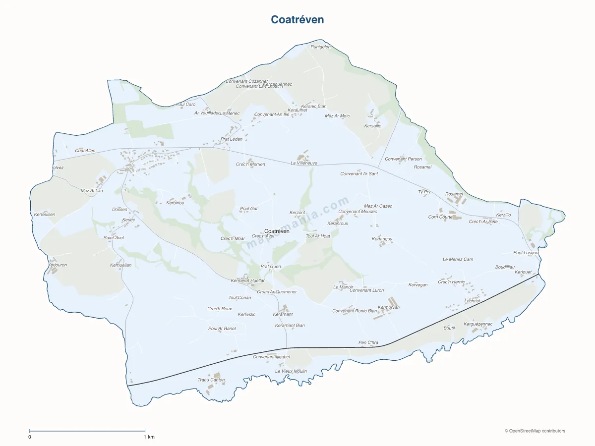Carte de Coatréven à personnaliser