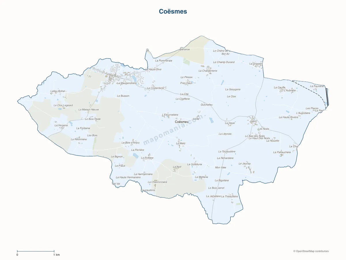 Carte de Coësmes à personnaliser