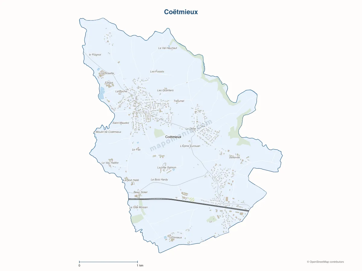 Carte de Coëtmieux à personnaliser