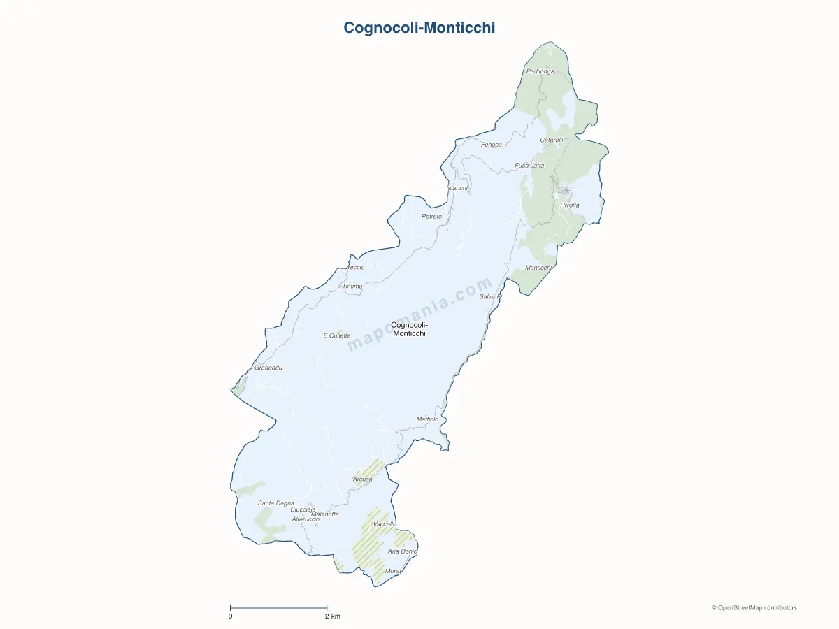 Carte de Cognocoli-Monticchi à personnaliser