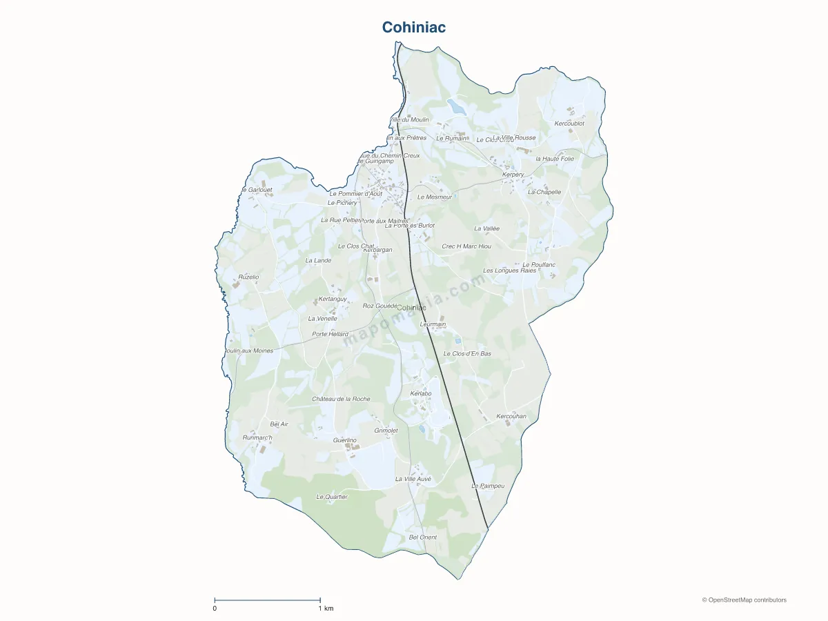 Carte de Cohiniac à personnaliser