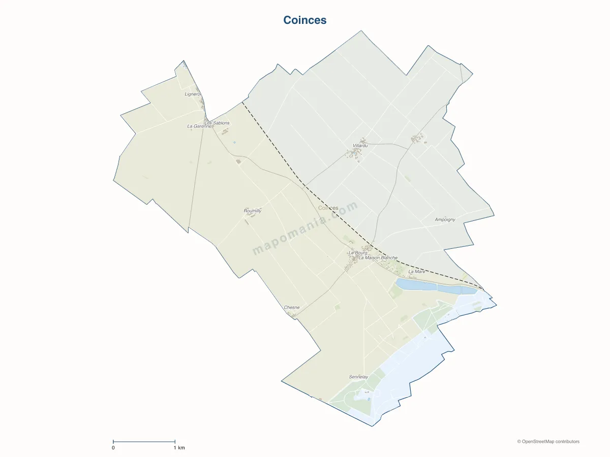 Carte de Coinces à personnaliser