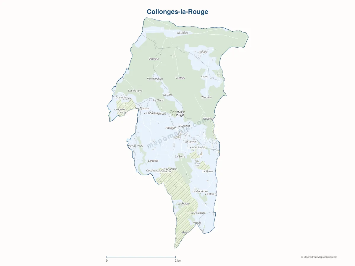 Carte de Collonges-la-Rouge à personnaliser