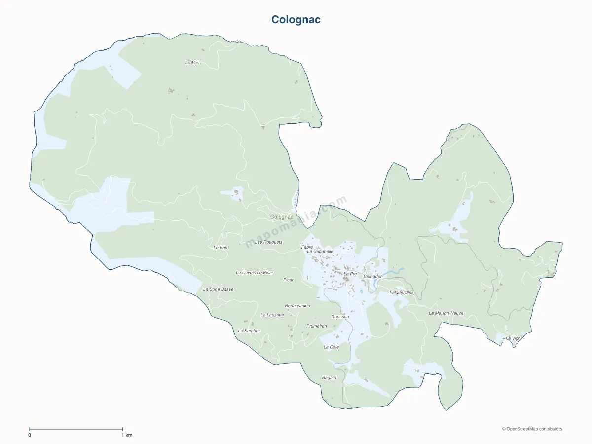 Carte de Colognac à personnaliser