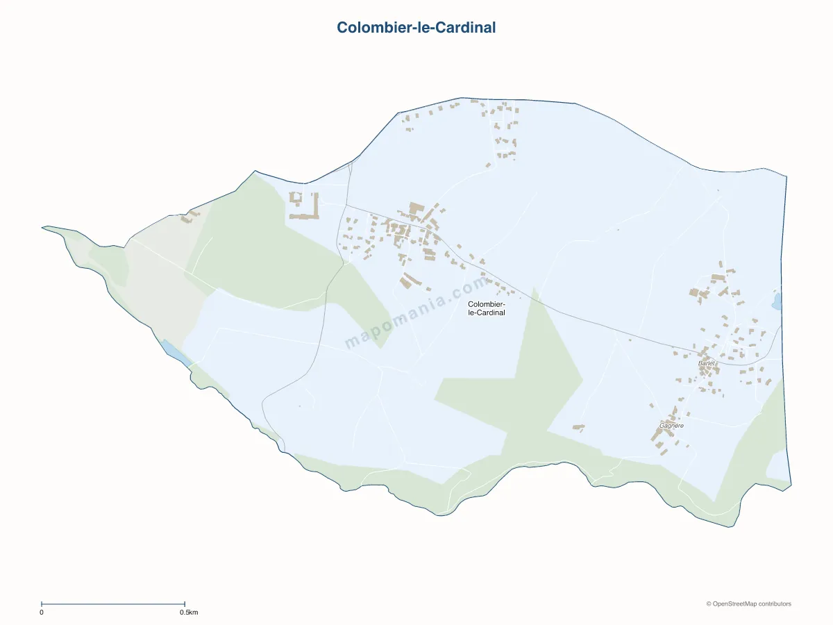 Carte de Colombier-le-Cardinal à personnaliser