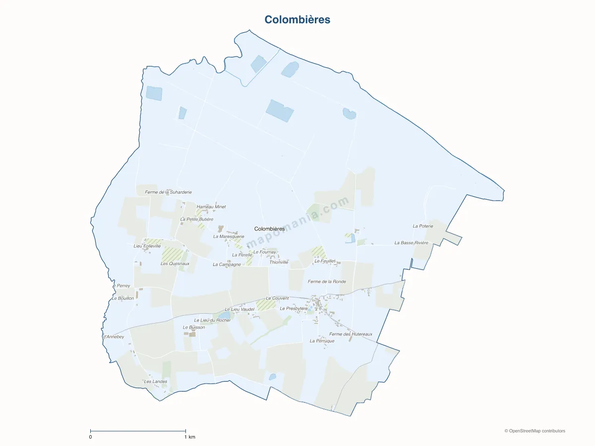 Carte de Colombières à personnaliser