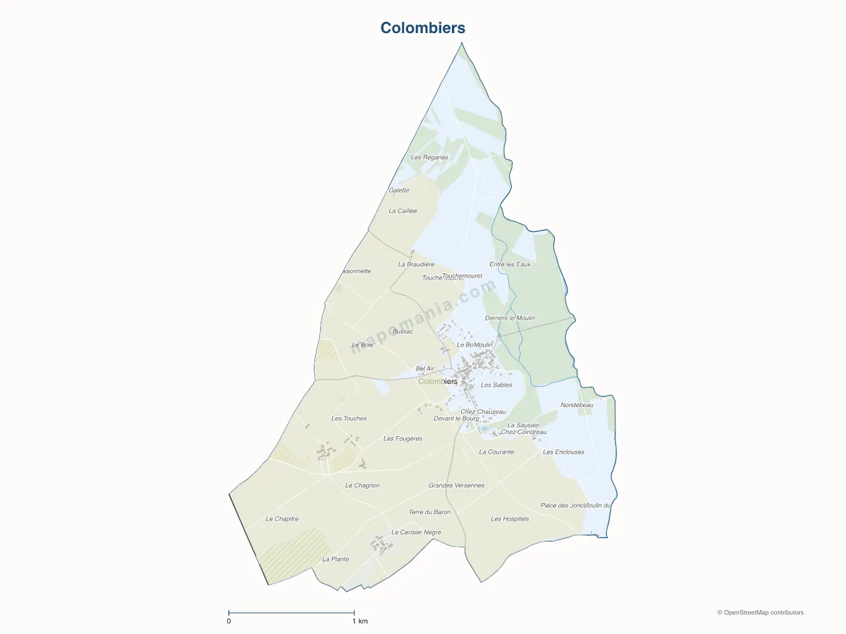 Carte de Colombiers à personnaliser