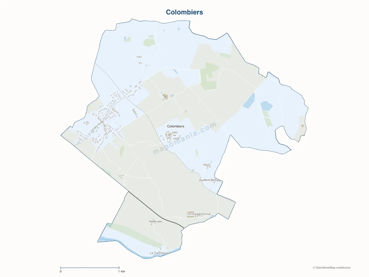 Carte de Colombiers à personnaliser