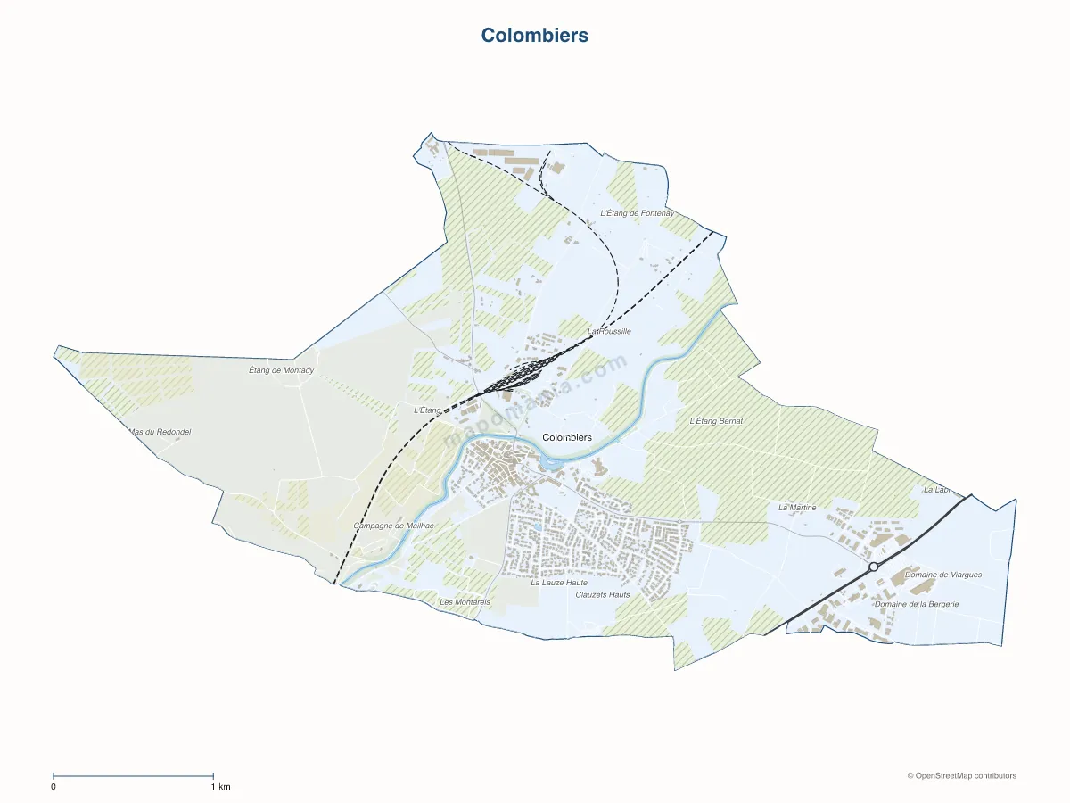Carte de Colombiers à personnaliser