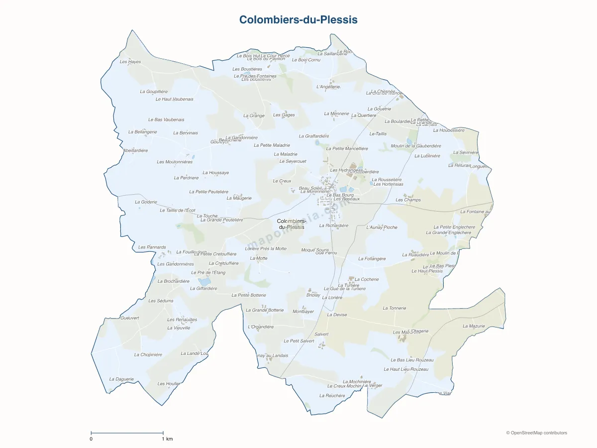 Carte de Colombiers-du-Plessis à personnaliser