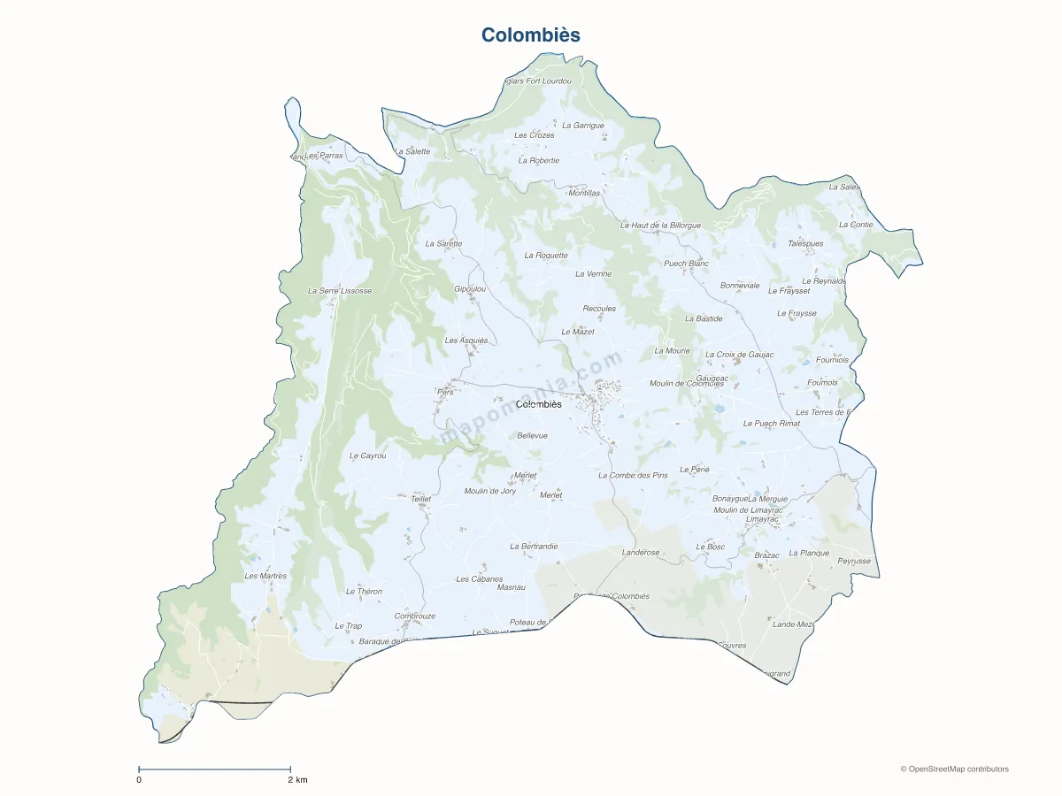 Carte de Colombiès à personnaliser