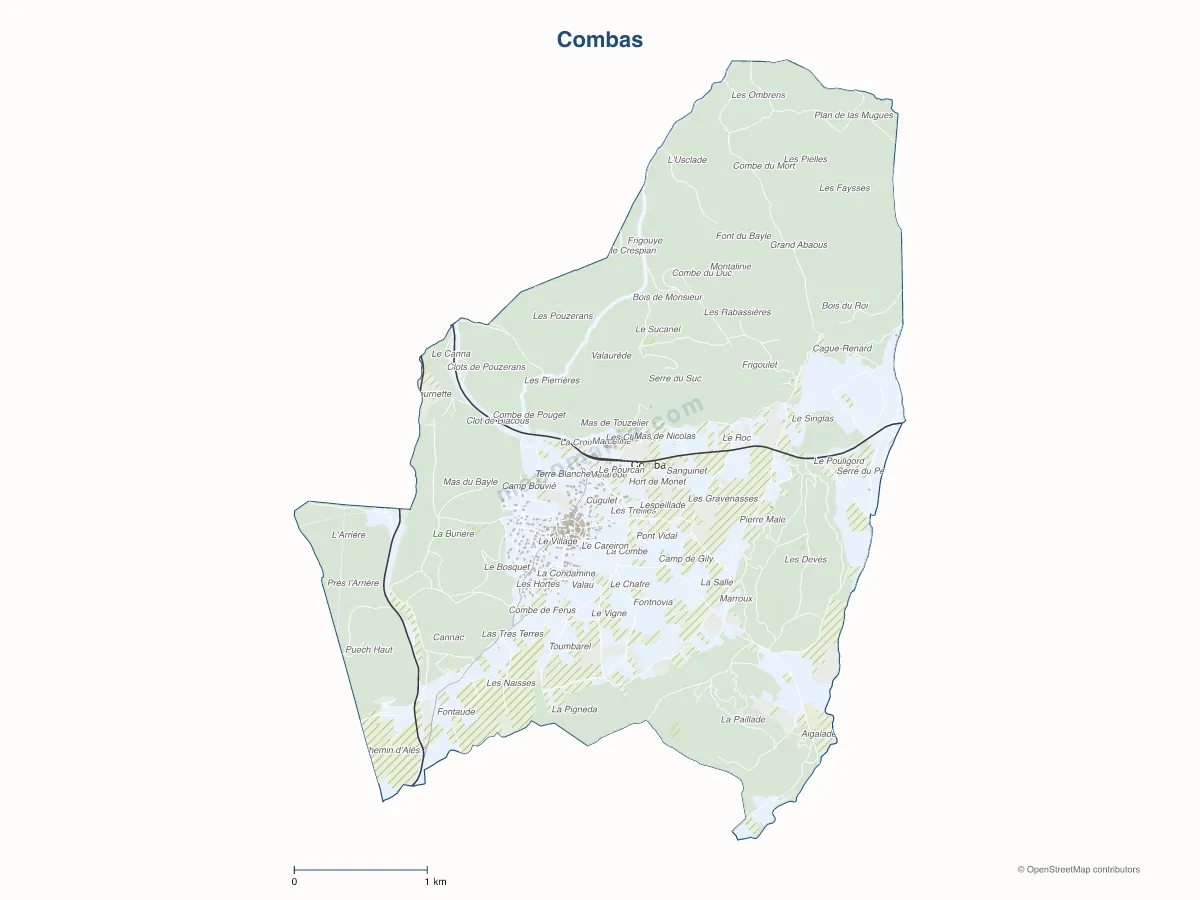 Carte de Combas à personnaliser