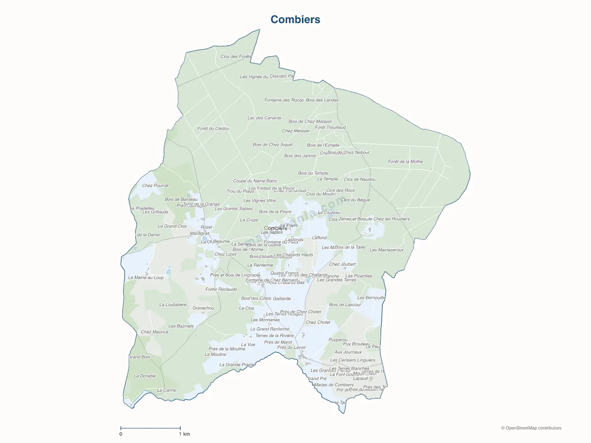 Carte de Combiers à personnaliser