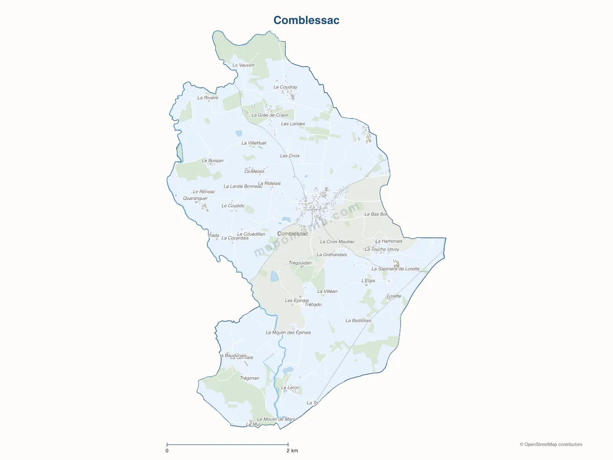 Carte de Comblessac à personnaliser