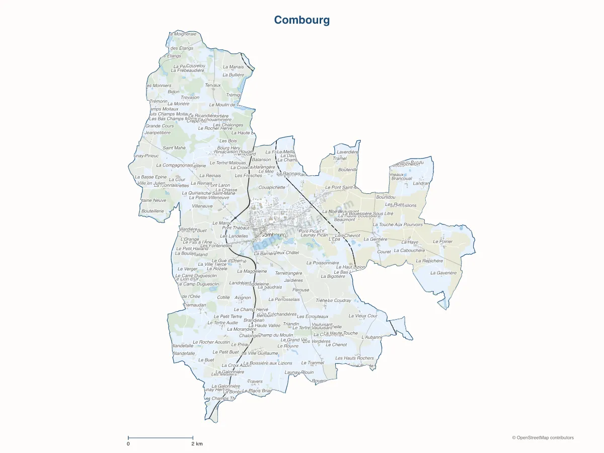 Carte de Combourg à personnaliser