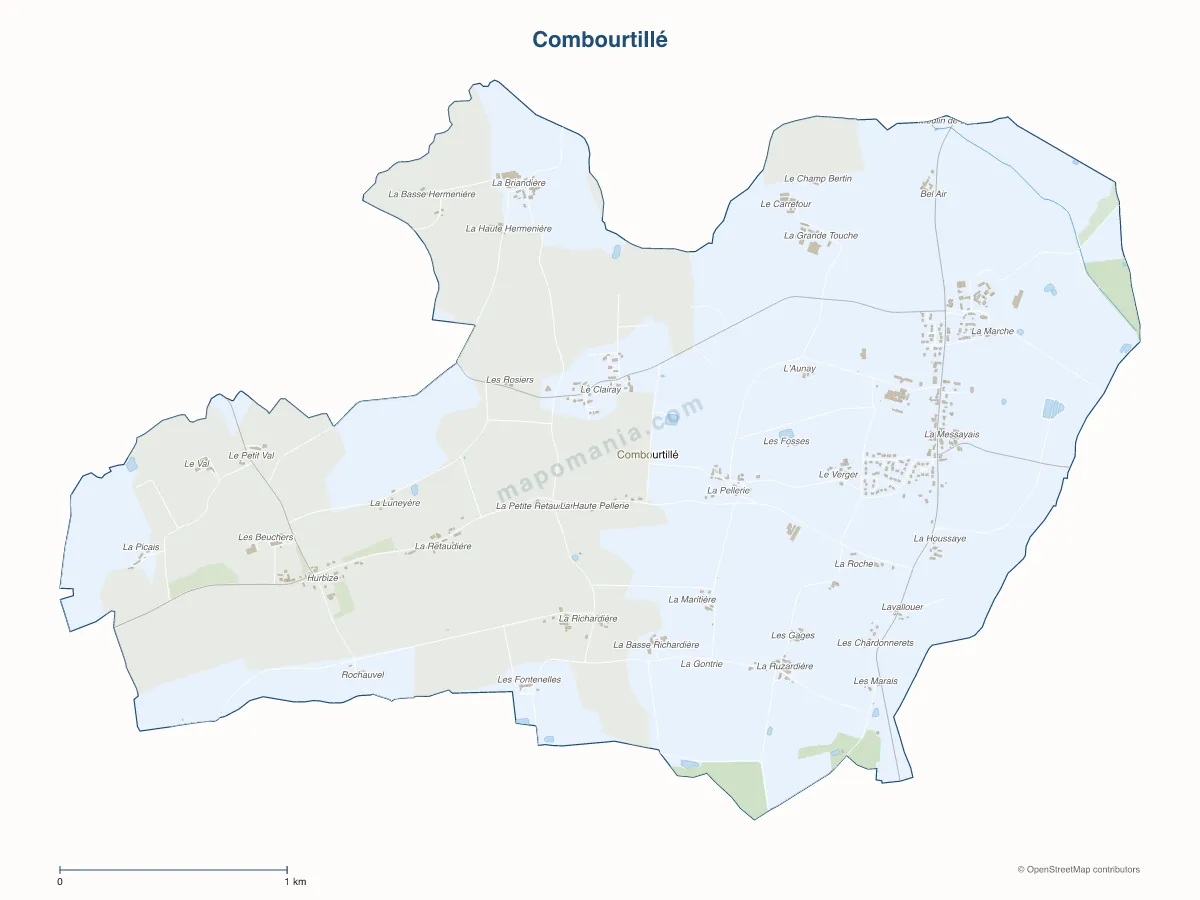 Carte de Combourtillé à personnaliser