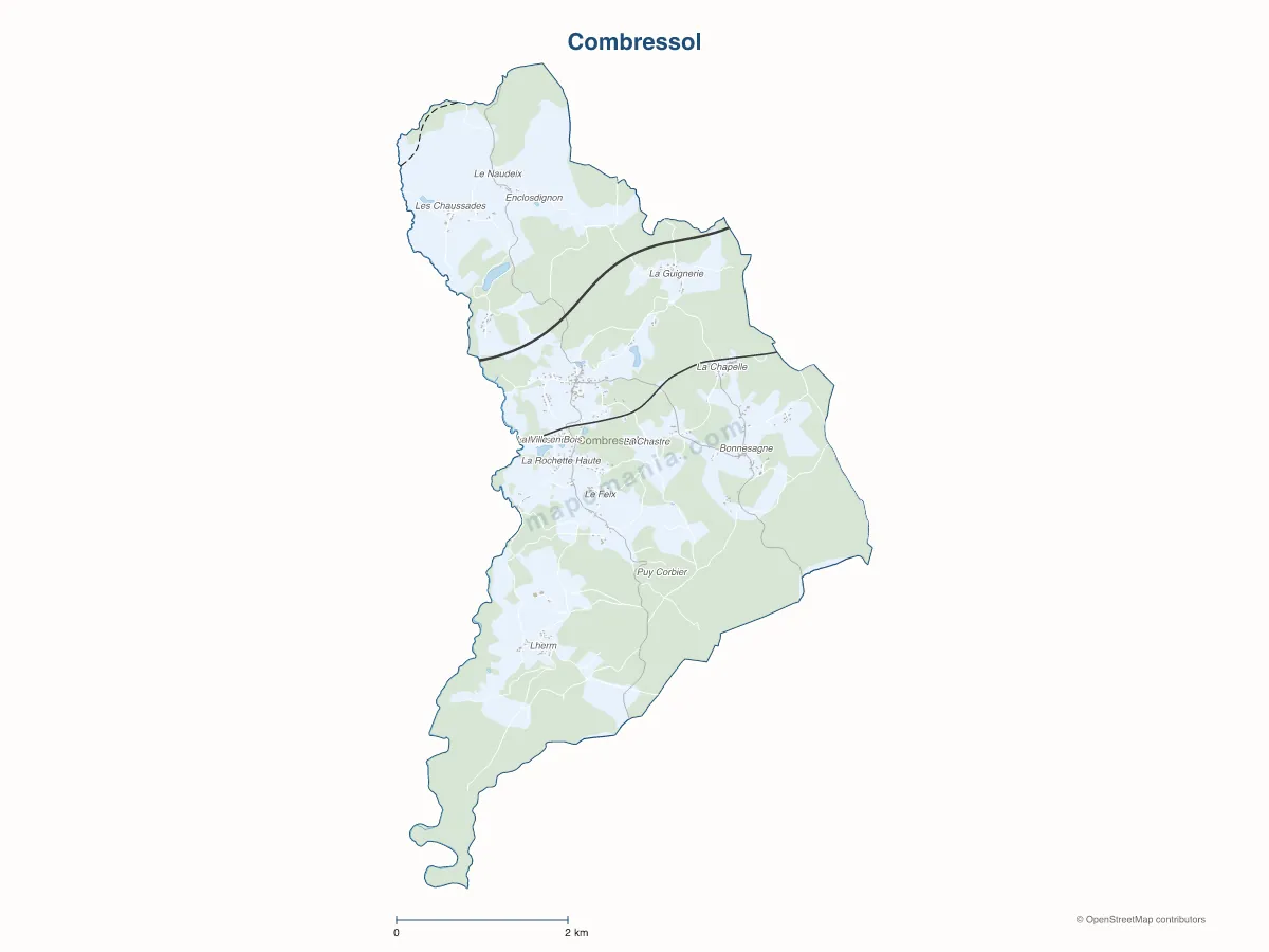 Carte de Combressol à personnaliser