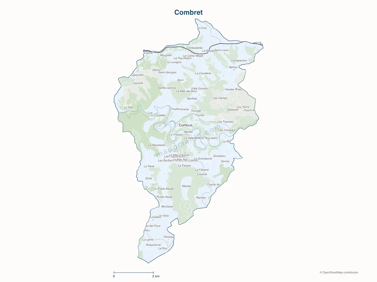 Carte de Combret à personnaliser