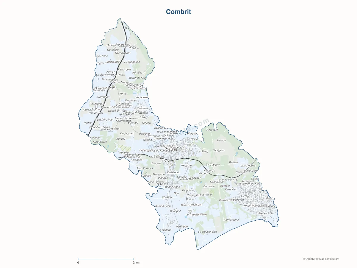Carte de Combrit à personnaliser