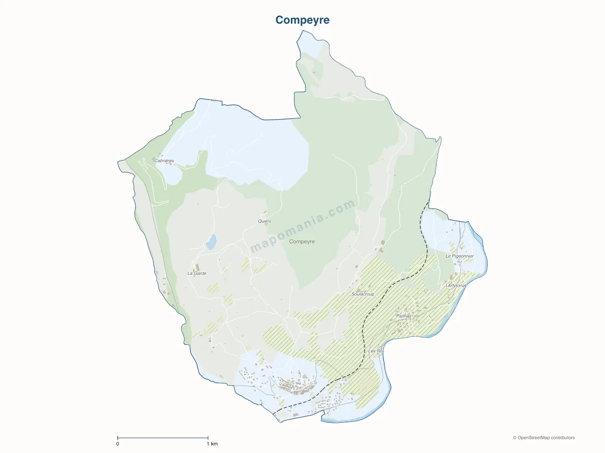 Carte de Compeyre à personnaliser