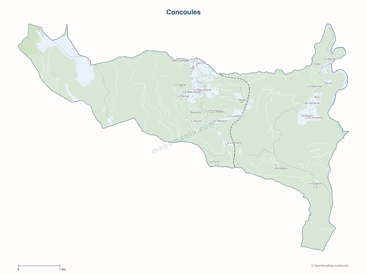 Carte de Concoules à personnaliser