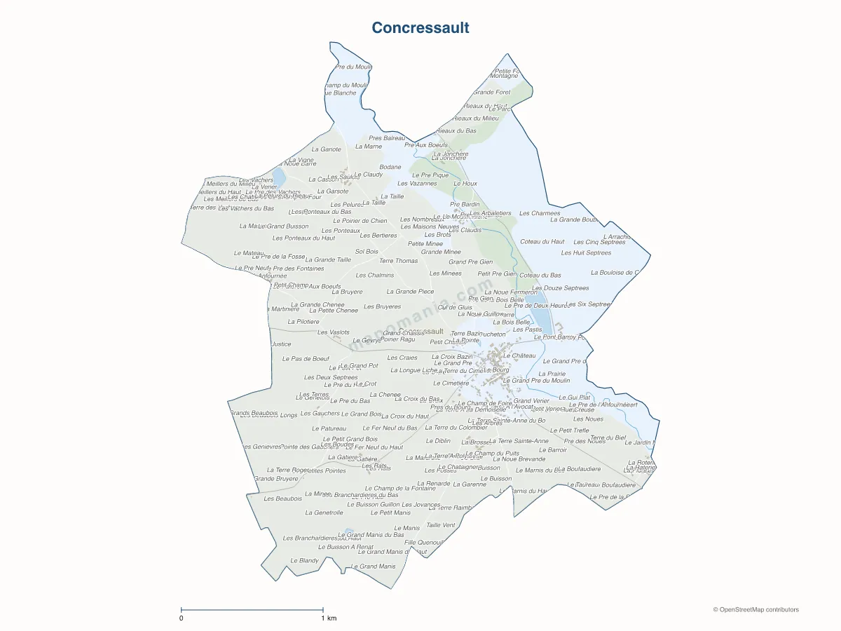 Carte de Concressault à personnaliser