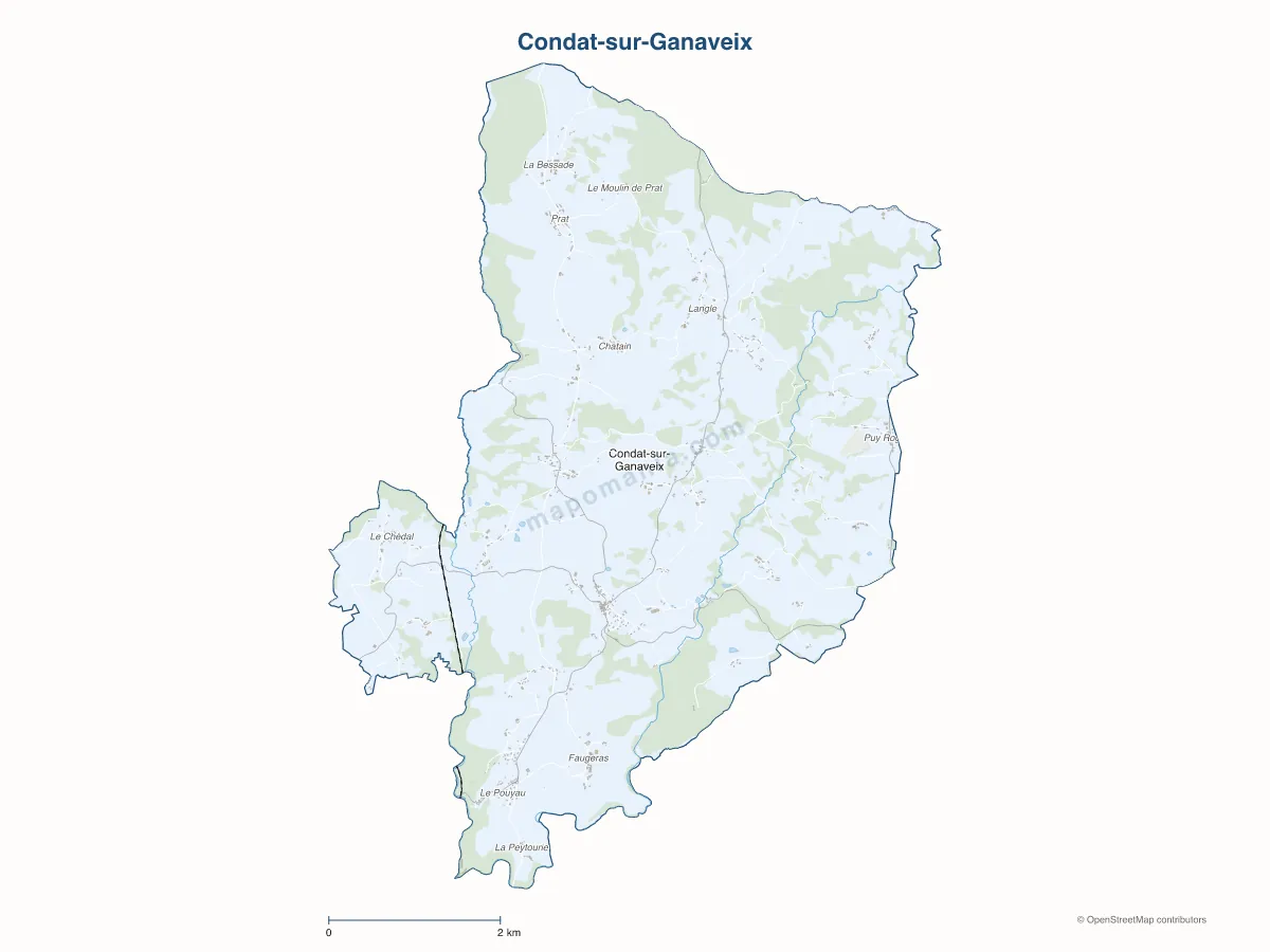 Carte de Condat-sur-Ganaveix à personnaliser