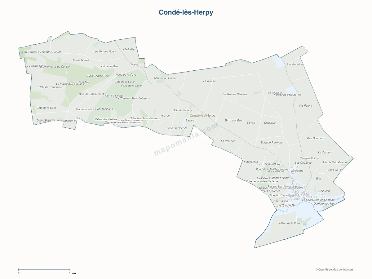 Carte de Condé-lès-Herpy à personnaliser