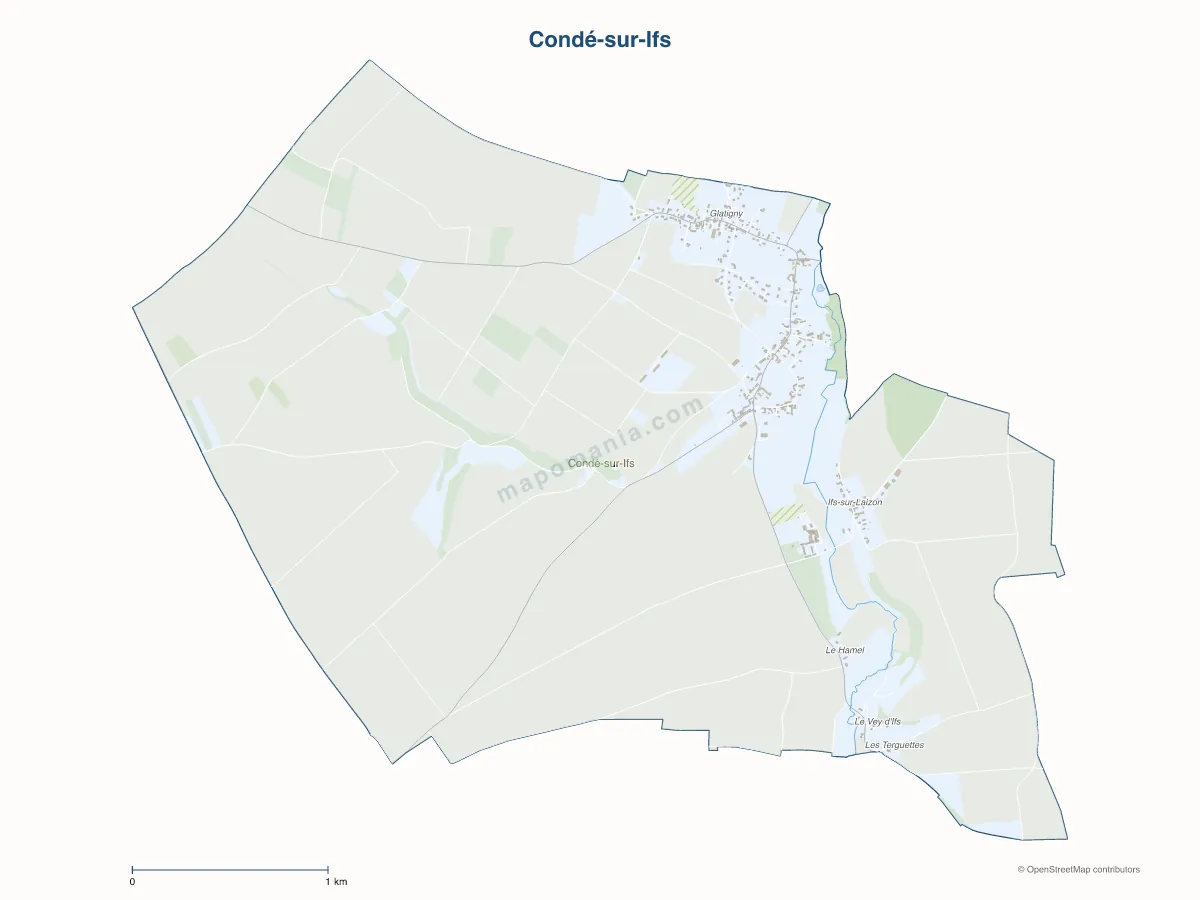 Carte de Condé-sur-Ifs à personnaliser
