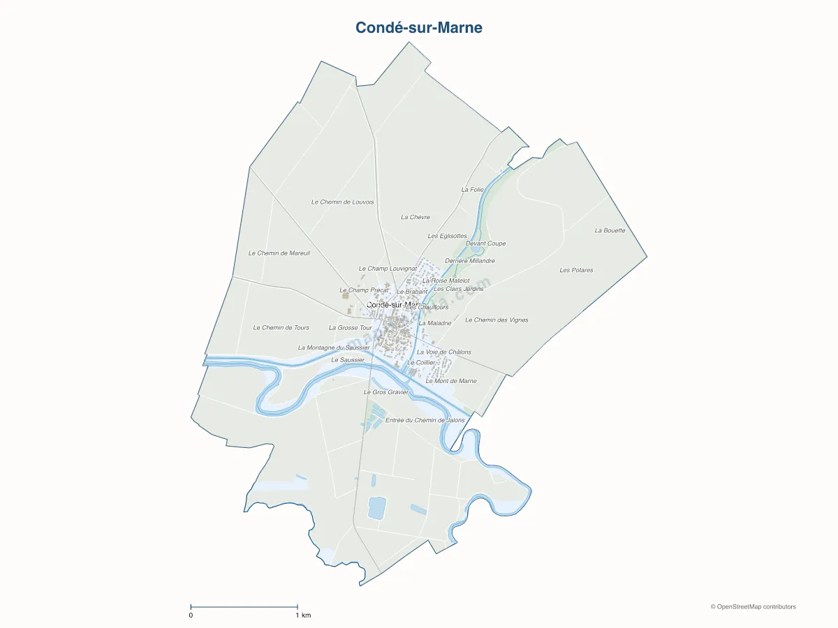 Carte de Condé-sur-Marne à personnaliser