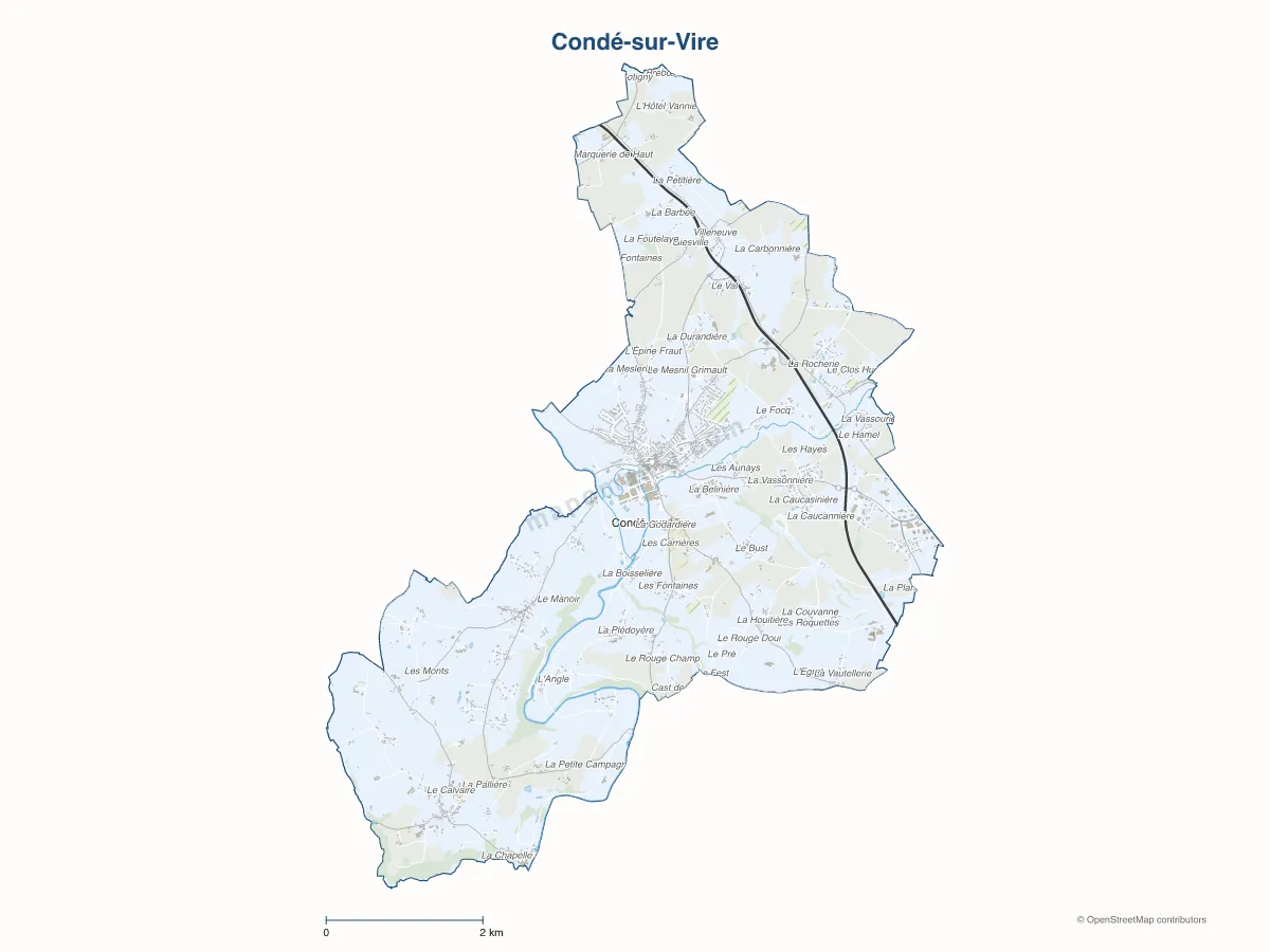 Carte de Condé-sur-Vire à personnaliser