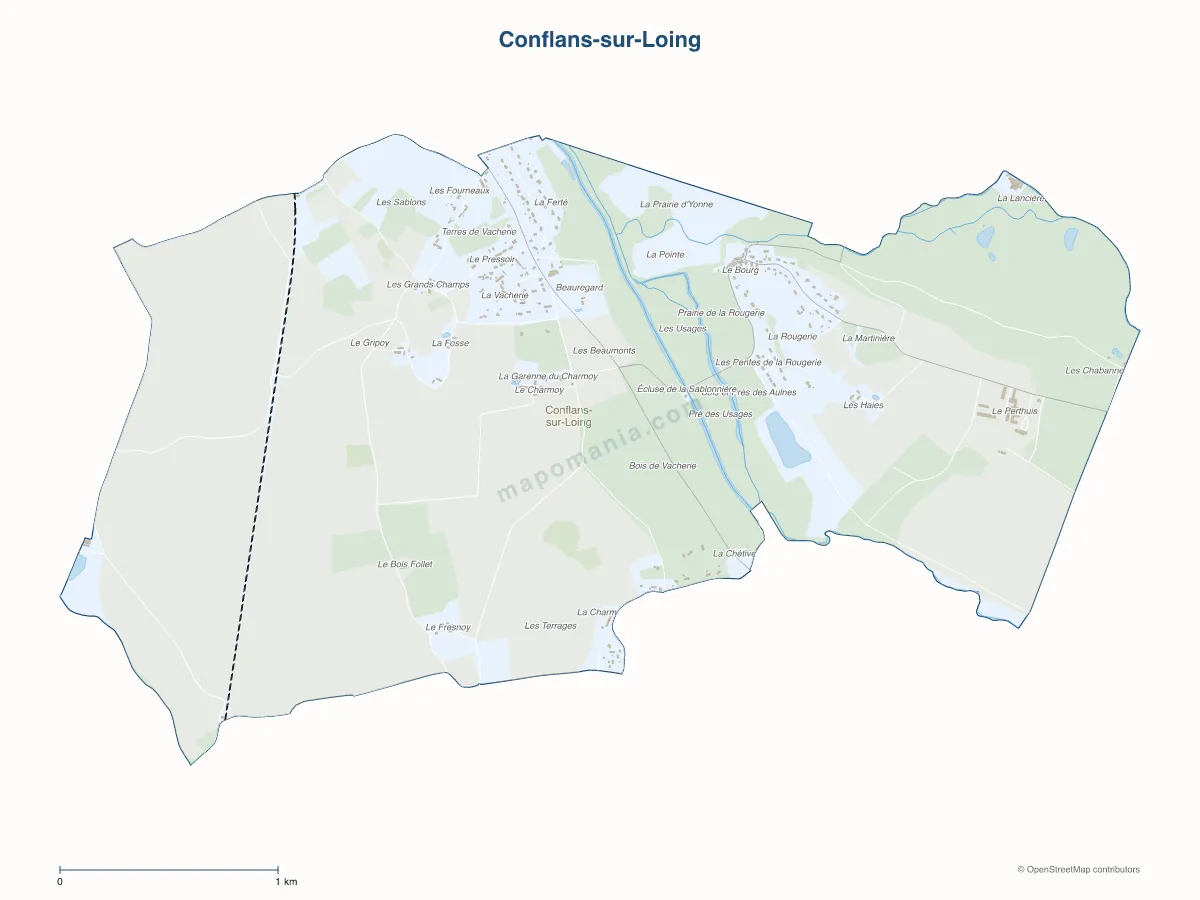 Carte de Conflans-sur-Loing à personnaliser
