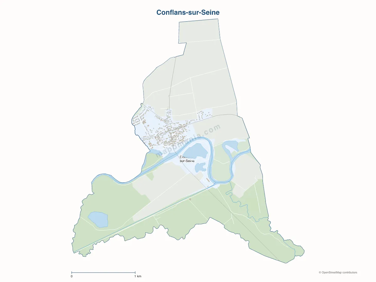 Carte de Conflans-sur-Seine à personnaliser