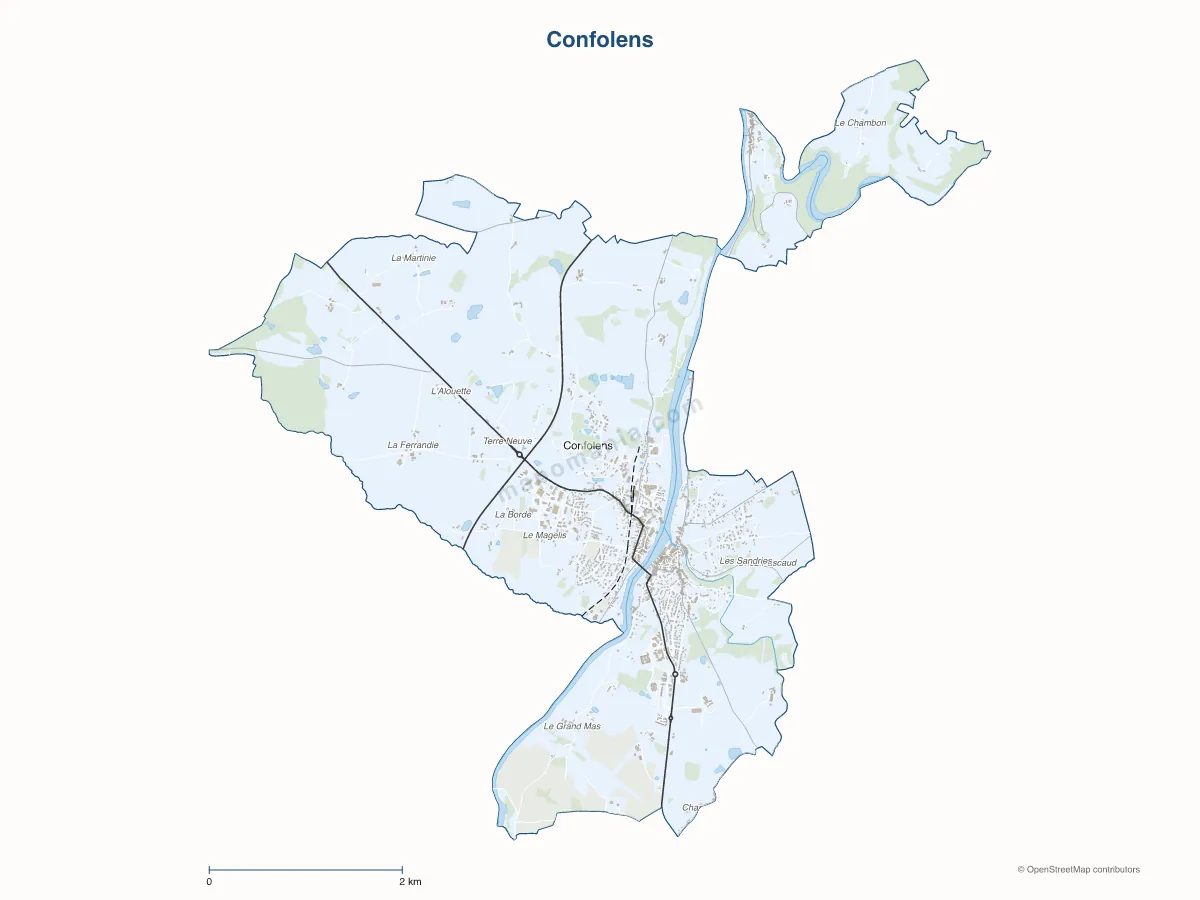 Carte de Confolens à personnaliser