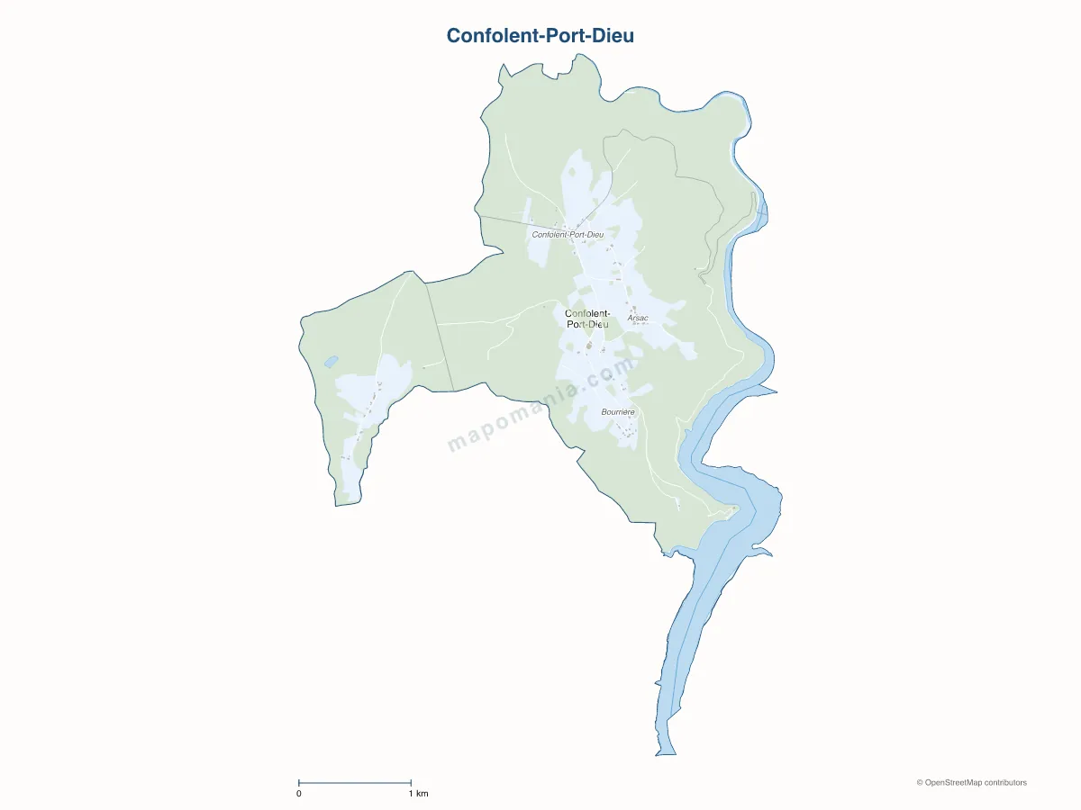 Carte de Confolent-Port-Dieu à personnaliser