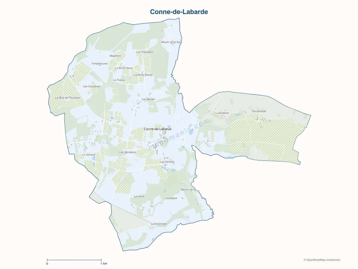 Carte de Conne-de-Labarde à personnaliser