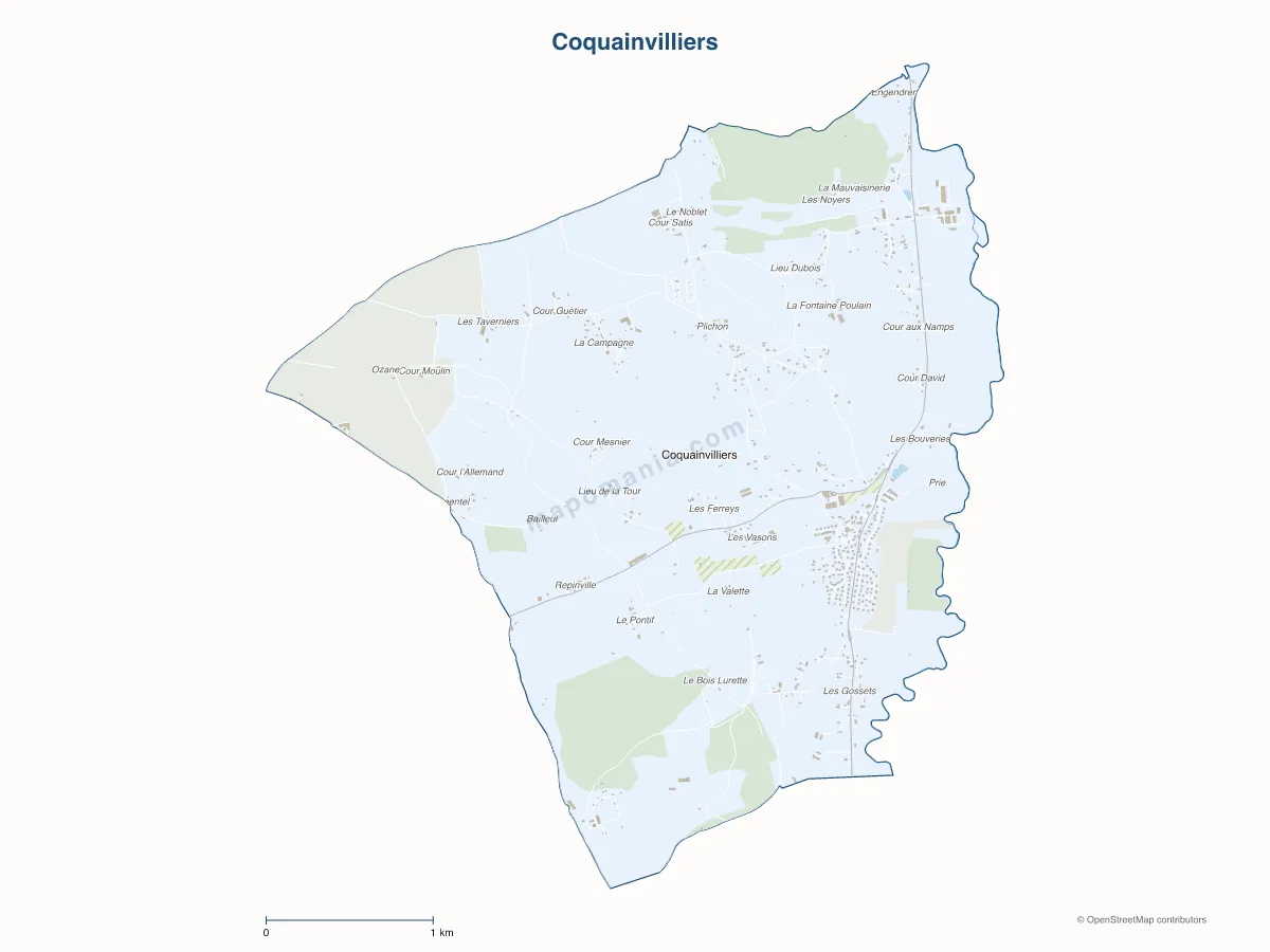 Carte de Coquainvilliers à personnaliser