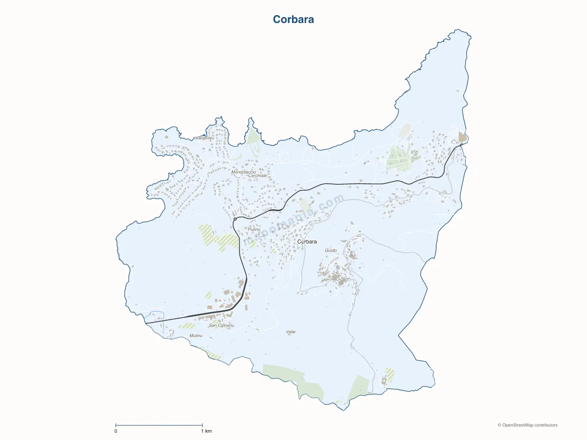 Carte de Corbara à personnaliser