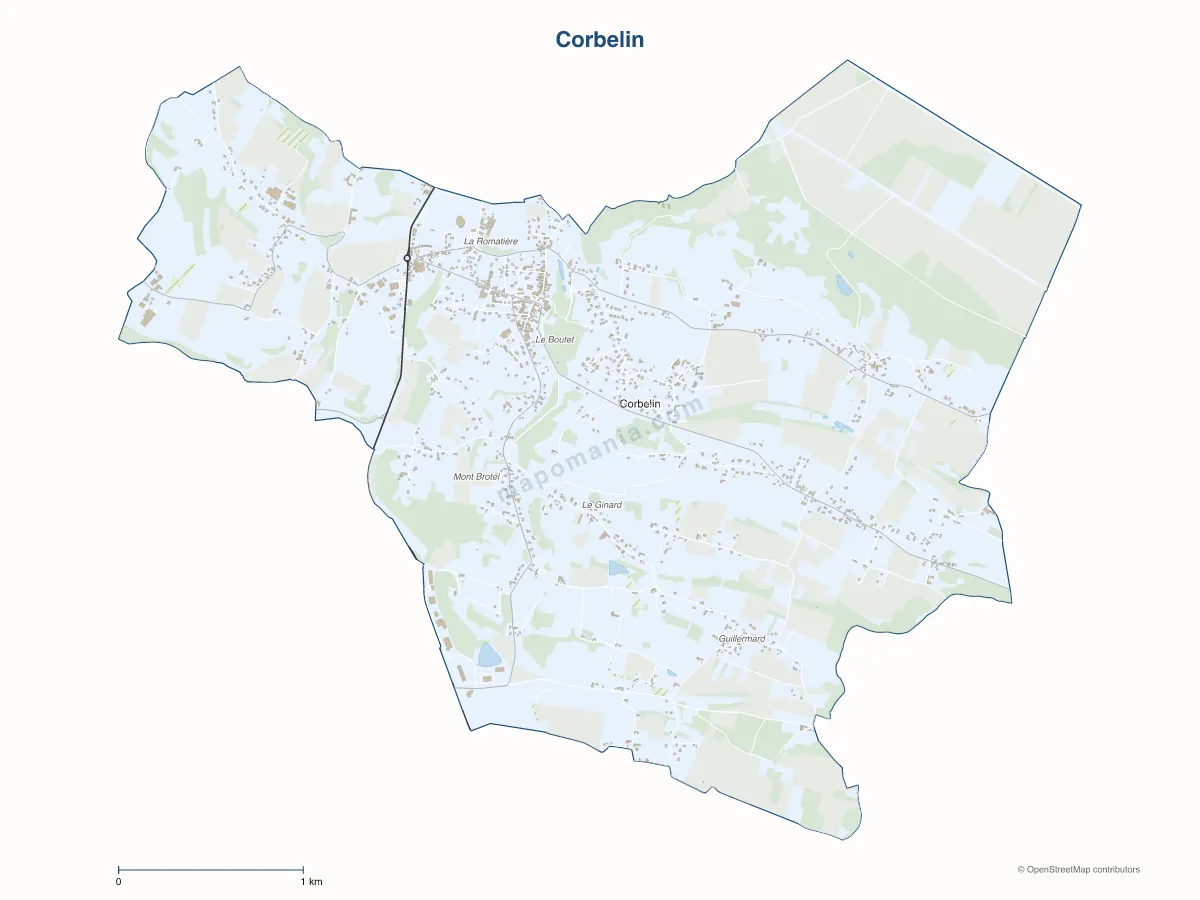 Carte de Corbelin à personnaliser