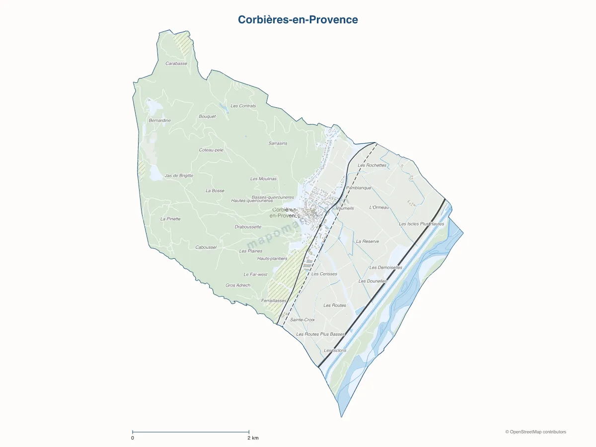 Carte de Corbières-en-Provence à personnaliser