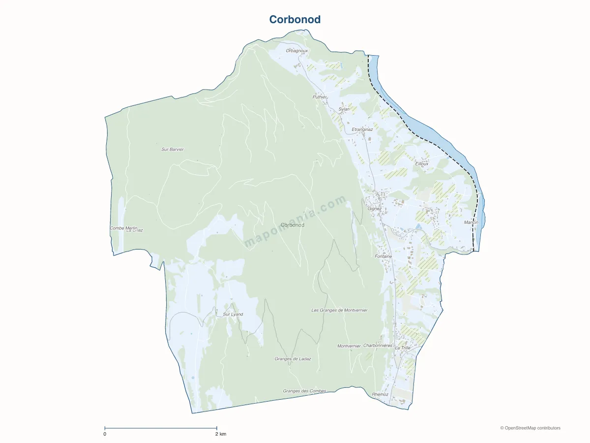 Carte de Corbonod à personnaliser