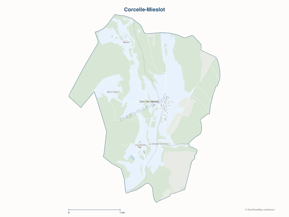 Carte de Corcelle-Mieslot à personnaliser