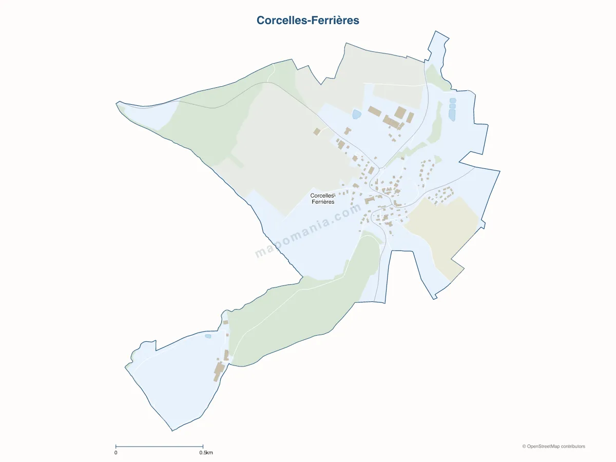 Carte de Corcelles-Ferrières à personnaliser