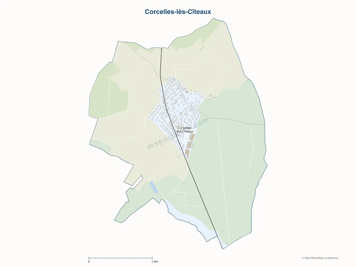 Carte de Corcelles-lès-Cîteaux à personnaliser